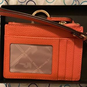 Michael Kors small logo coin wristlet in coral